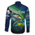 Offshore Fishing Custom Family Matching Off Shoulder Maxi Dress and Hawaiian Shirt Tuna Mahi Mahi and Wahoo in Ocean Wave Design - Wonder Print Shop