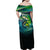 Offshore Fishing Custom Family Matching Off Shoulder Maxi Dress and Hawaiian Shirt Tuna Mahi Mahi and Wahoo in Ocean Wave Design - Wonder Print Shop