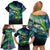 Offshore Fishing Custom Family Matching Off Shoulder Short Dress and Hawaiian Shirt Tuna Mahi Mahi and Wahoo in Ocean Wave Design - Wonder Print Shop