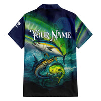 Offshore Fishing Custom Family Matching Puletasi and Hawaiian Shirt Tuna Mahi Mahi and Wahoo in Ocean Wave Design - Wonder Print Shop