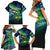 Offshore Fishing Custom Family Matching Short Sleeve Bodycon Dress and Hawaiian Shirt Tuna Mahi Mahi and Wahoo in Ocean Wave Design - Wonder Print Shop