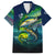 Offshore Fishing Custom Family Matching Summer Maxi Dress and Hawaiian Shirt Tuna Mahi Mahi and Wahoo in Ocean Wave Design - Wonder Print Shop