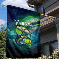 Offshore Fishing Custom Garden Flag Tuna Mahi Mahi and Wahoo in Ocean Wave Design - Wonder Print Shop