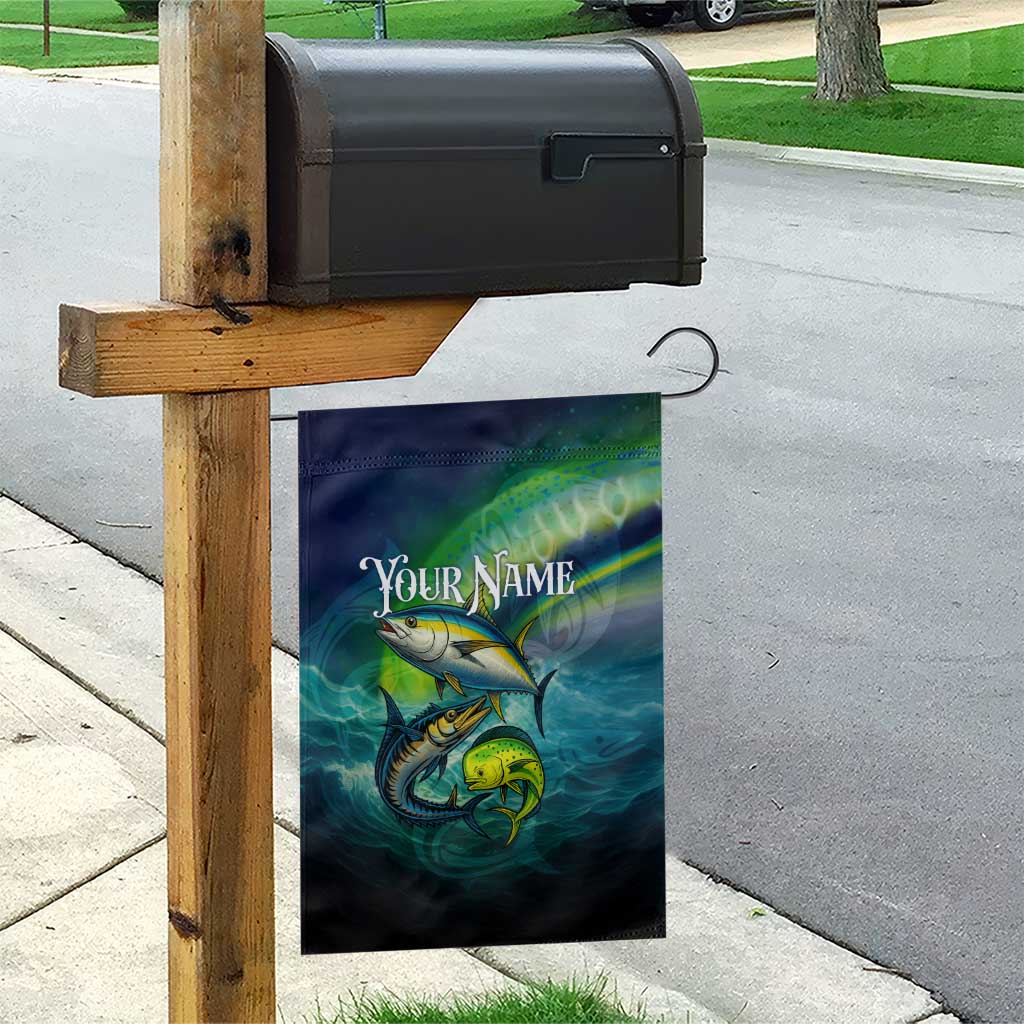 Offshore Fishing Custom Garden Flag Tuna Mahi Mahi and Wahoo in Ocean Wave Design - Wonder Print Shop