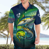 Offshore Fishing Custom Hawaiian Shirt Tuna Mahi Mahi and Wahoo in Ocean Wave Design - Wonder Print Shop