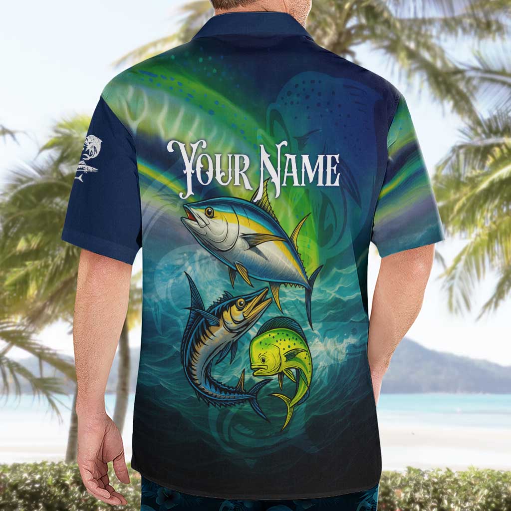 Offshore Fishing Custom Hawaiian Shirt Tuna Mahi Mahi and Wahoo in Ocean Wave Design - Wonder Print Shop