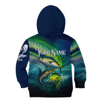 Offshore Fishing Custom Kid Hoodie Tuna Mahi Mahi and Wahoo in Ocean Wave Design - Wonder Print Shop