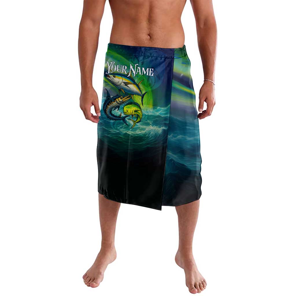 Offshore Fishing Custom Lavalava Tuna Mahi Mahi and Wahoo in Ocean Wave Design - Wonder Print Shop