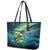 Offshore Fishing Custom Leather Tote Bag Tuna Mahi Mahi and Wahoo in Ocean Wave Design - Wonder Print Shop