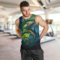Offshore Fishing Custom Men Tank Top Tuna Mahi Mahi and Wahoo in Ocean Wave Design - Wonder Print Shop