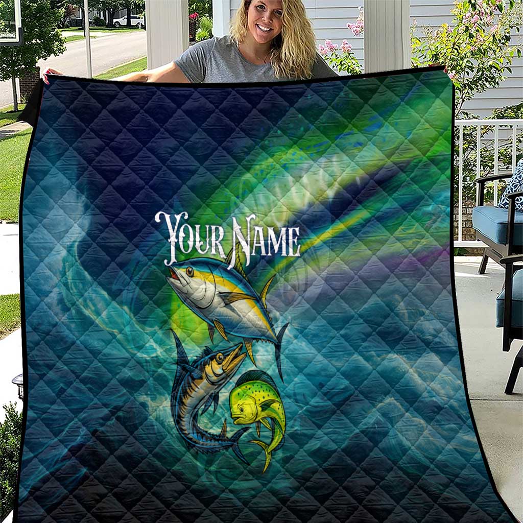 Offshore Fishing Custom Quilt Tuna Mahi Mahi and Wahoo in Ocean Wave Design - Wonder Print Shop