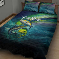 Offshore Fishing Custom Quilt Bed Set Tuna Mahi Mahi and Wahoo in Ocean Wave Design - Wonder Print Shop