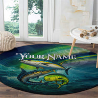 Offshore Fishing Custom Round Carpet Tuna Mahi Mahi and Wahoo in Ocean Wave Design - Wonder Print Shop