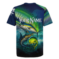 Offshore Fishing Custom Rugby Jersey Tuna Mahi Mahi and Wahoo in Ocean Wave Design - Wonder Print Shop