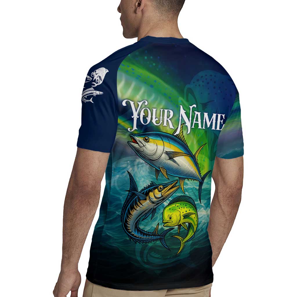 Offshore Fishing Custom Rugby Jersey Tuna Mahi Mahi and Wahoo in Ocean Wave Design - Wonder Print Shop