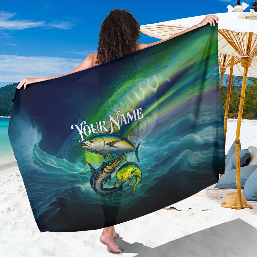 Offshore Fishing Custom Sarong Tuna Mahi Mahi and Wahoo in Ocean Wave Design - Wonder Print Shop