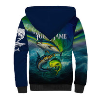 Offshore Fishing Custom Sherpa Hoodie Tuna Mahi Mahi and Wahoo in Ocean Wave Design - Wonder Print Shop