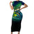 Offshore Fishing Custom Short Sleeve Bodycon Dress Tuna Mahi Mahi and Wahoo in Ocean Wave Design - Wonder Print Shop