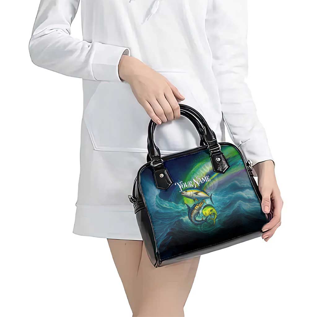 Offshore Fishing Custom Shoulder Handbag Tuna Mahi Mahi and Wahoo in Ocean Wave Design - Wonder Print Shop