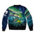 Offshore Fishing Custom Sleeve Zip Bomber Jacket Tuna Mahi Mahi and Wahoo in Ocean Wave Design - Wonder Print Shop