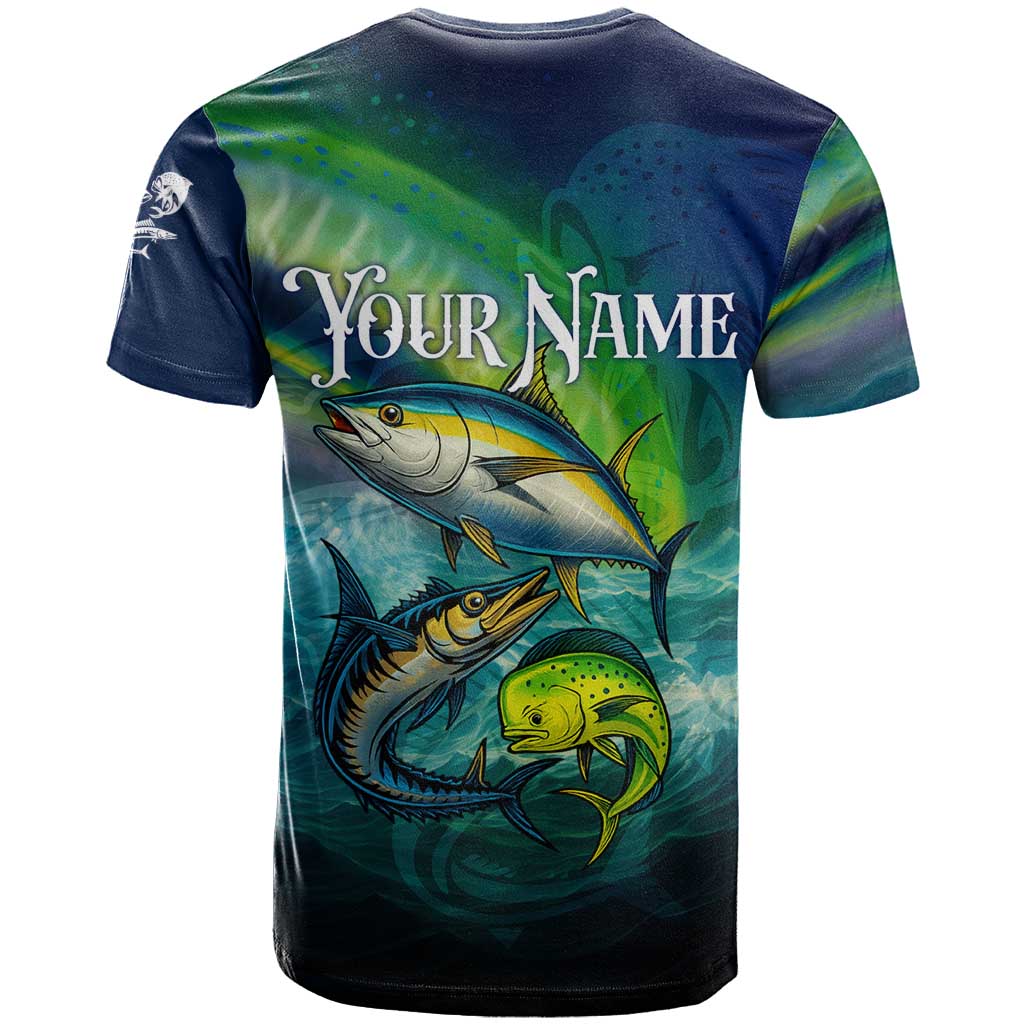 Offshore Fishing Custom T Shirt Tuna Mahi Mahi and Wahoo in Ocean Wave Design - Wonder Print Shop