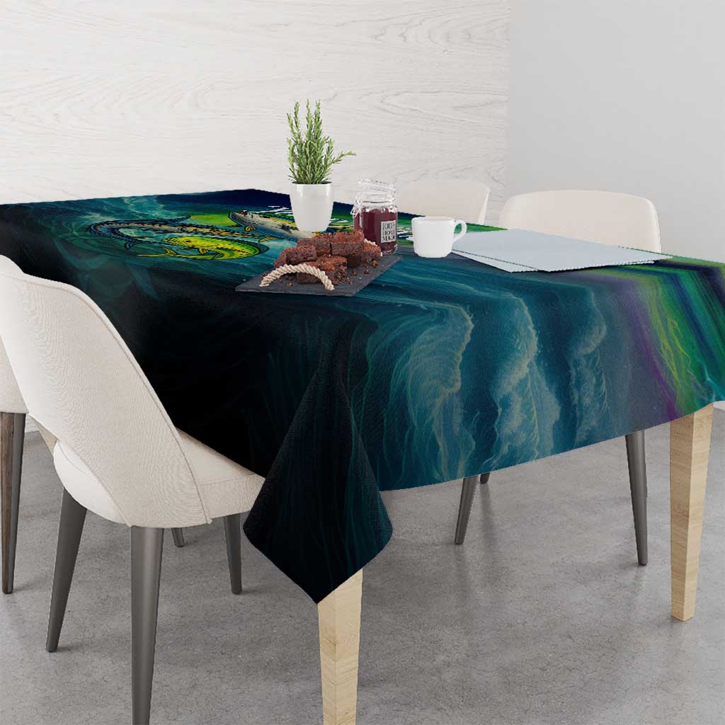Offshore Fishing Custom Tablecloth Tuna Mahi Mahi and Wahoo in Ocean Wave Design - Wonder Print Shop