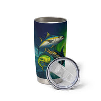 Offshore Fishing Custom Tumbler Cup Tuna Mahi Mahi and Wahoo in Ocean Wave Design - Wonder Print Shop