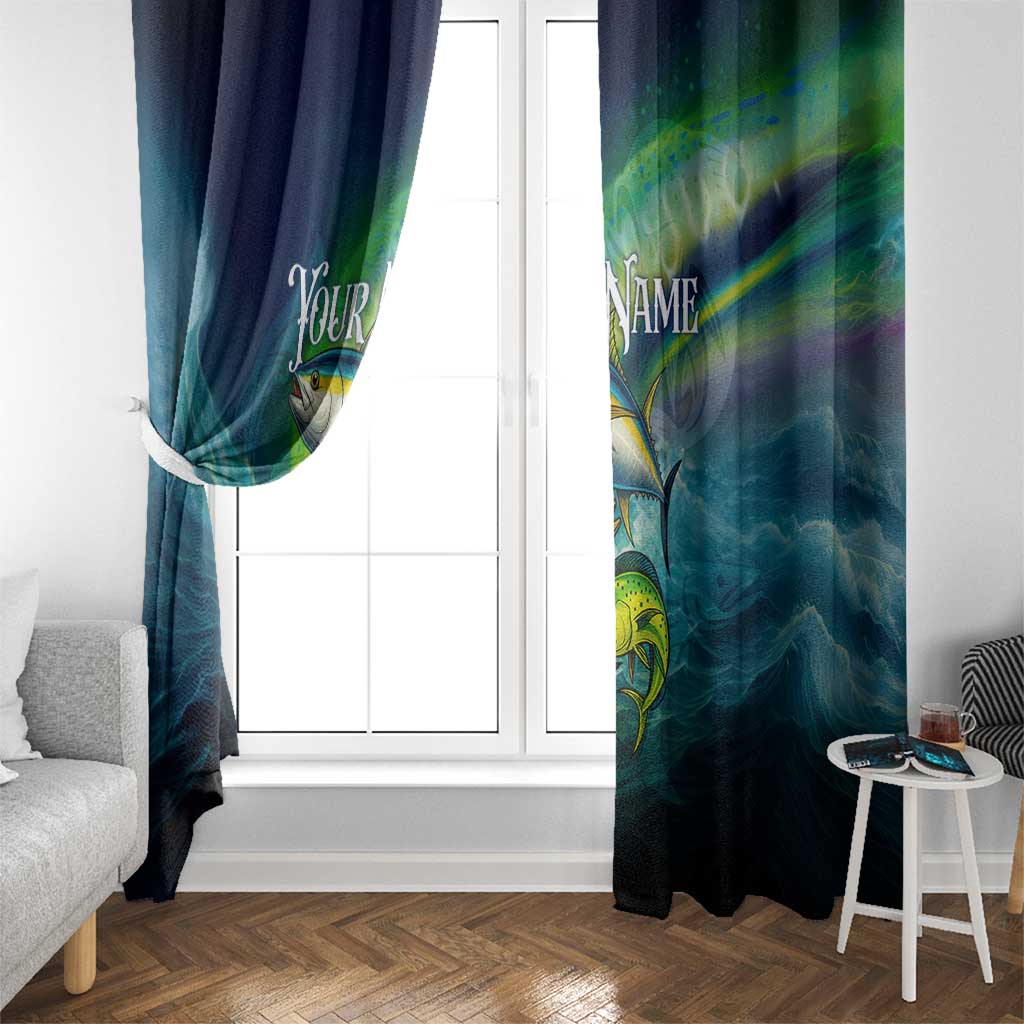 Offshore Fishing Custom Window Curtain Tuna Mahi Mahi and Wahoo in Ocean Wave Design - Wonder Print Shop
