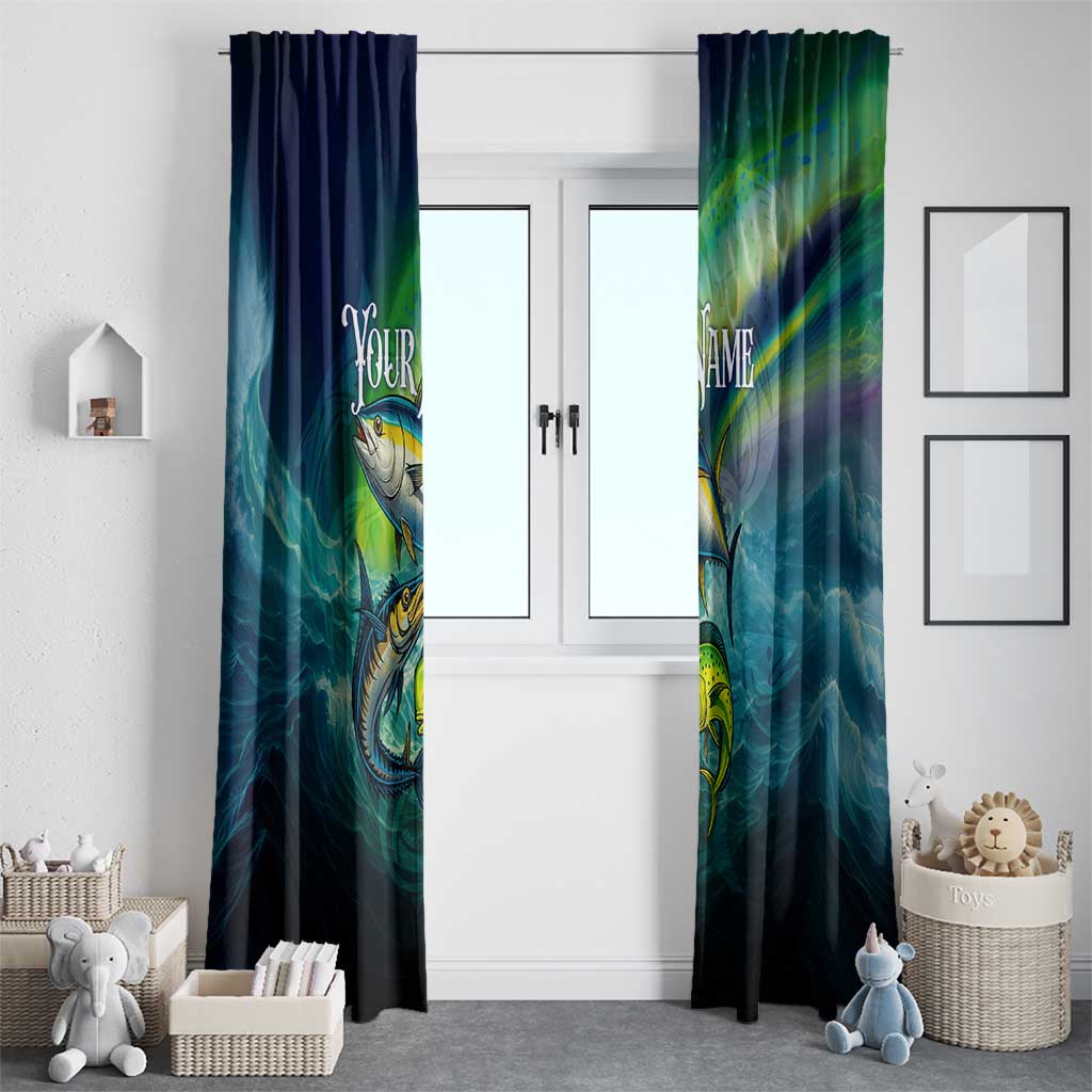 Offshore Fishing Custom Window Curtain Tuna Mahi Mahi and Wahoo in Ocean Wave Design - Wonder Print Shop