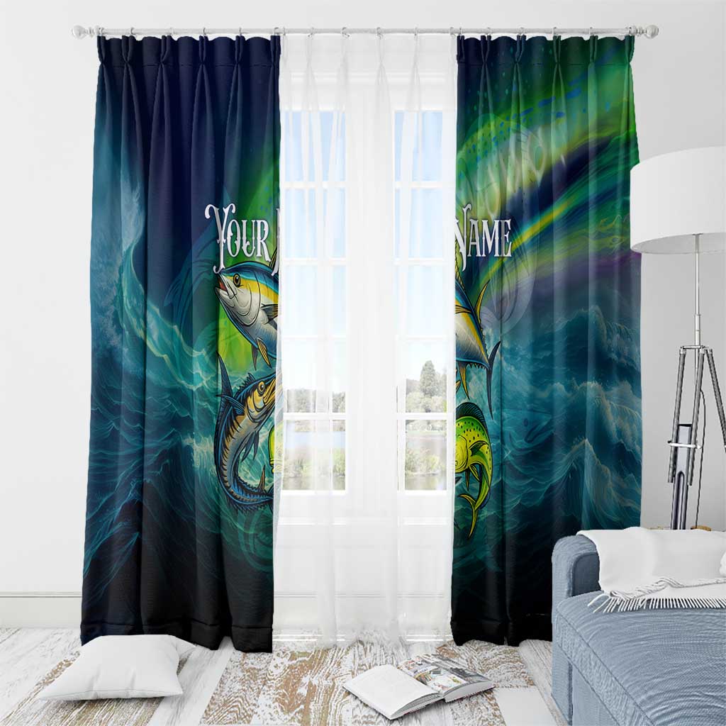 Offshore Fishing Custom Window Curtain Tuna Mahi Mahi and Wahoo in Ocean Wave Design - Wonder Print Shop