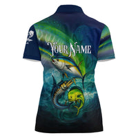 Offshore Fishing Custom Women Polo Shirt Tuna Mahi Mahi and Wahoo in Ocean Wave Design - Wonder Print Shop