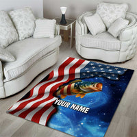 American Flag Bass Fishing Graphic Area Rug Patriotic Fish and Starry Galaxy Background - Wonder Print Shop