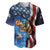 American Flag Bass Fishing Graphic Baseball Jersey Patriotic Fish and Starry Galaxy Background - Wonder Print Shop