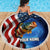 American Flag Bass Fishing Graphic Beach Blanket Patriotic Fish and Starry Galaxy Background - Wonder Print Shop