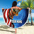 American Flag Bass Fishing Graphic Beach Blanket Patriotic Fish and Starry Galaxy Background - Wonder Print Shop