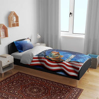 American Flag Bass Fishing Graphic Bedding Set Patriotic Fish and Starry Galaxy Background - Wonder Print Shop