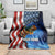 American Flag Bass Fishing Graphic Blanket Patriotic Fish and Starry Galaxy Background - Wonder Print Shop