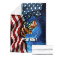 American Flag Bass Fishing Graphic Blanket Patriotic Fish and Starry Galaxy Background - Wonder Print Shop
