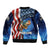 American Flag Bass Fishing Graphic Bomber Jacket Patriotic Fish and Starry Galaxy Background - Wonder Print Shop