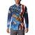 American Flag Bass Fishing Graphic Button Sweatshirt Patriotic Fish and Starry Galaxy Background - Wonder Print Shop