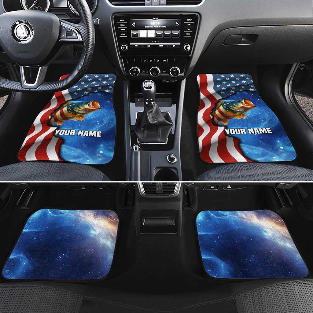 American Flag Bass Fishing Graphic Car Mats Patriotic Fish and Starry Galaxy Background - Wonder Print Shop