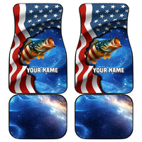 American Flag Bass Fishing Graphic Car Mats Patriotic Fish and Starry Galaxy Background - Wonder Print Shop
