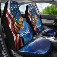 American Flag Bass Fishing Graphic Car Seat Cover Patriotic Fish and Starry Galaxy Background - Wonder Print Shop