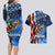 American Flag Bass Fishing Graphic Couples Matching Long Sleeve Bodycon Dress and Hawaiian Shirt Patriotic Fish and Starry Galaxy Background - Wonder Print Shop
