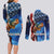 American Flag Bass Fishing Graphic Couples Matching Long Sleeve Bodycon Dress and Long Sleeve Button Shirt Patriotic Fish and Starry Galaxy Background - Wonder Print Shop