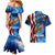 American Flag Bass Fishing Graphic Couples Matching Mermaid Dress and Hawaiian Shirt Patriotic Fish and Starry Galaxy Background - Wonder Print Shop