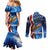 American Flag Bass Fishing Graphic Couples Matching Mermaid Dress and Long Sleeve Button Shirt Patriotic Fish and Starry Galaxy Background - Wonder Print Shop