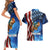 American Flag Bass Fishing Graphic Couples Matching Short Sleeve Bodycon Dress and Hawaiian Shirt Patriotic Fish and Starry Galaxy Background - Wonder Print Shop