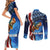American Flag Bass Fishing Graphic Couples Matching Short Sleeve Bodycon Dress and Long Sleeve Button Shirt Patriotic Fish and Starry Galaxy Background - Wonder Print Shop