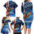 American Flag Bass Fishing Graphic Family Matching Long Sleeve Bodycon Dress and Hawaiian Shirt Patriotic Fish and Starry Galaxy Background - Wonder Print Shop